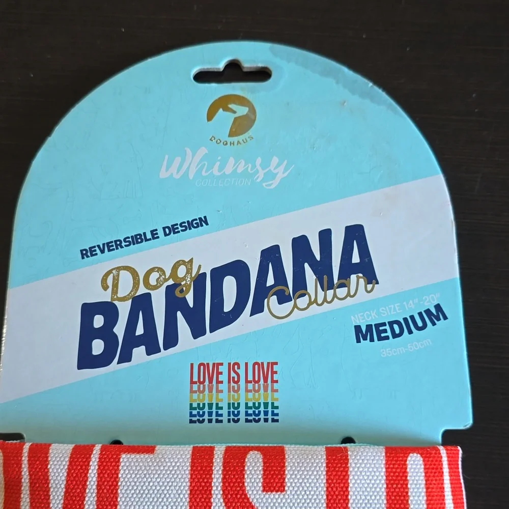 Whimsy Dog Bandana Collar‎ Size Medium Love is Love NWT